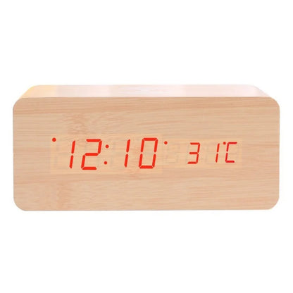 LED Electric Alarm Clock Digital Wooden Clocks with Phone Wireless Charger Snooze and Brightness Adjustable